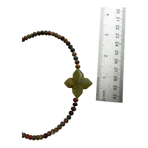Earth Tones Green Brown Semiprecious Gemstones Mixed Beaded Pendant Necklace - Picture 5 of 6